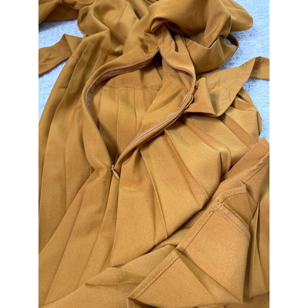 Nanette Lepore Pleated Midi Shirt Dress Size 16 3/4 Roll Tab Sleeves Fall Office - Picture 10 of 11
